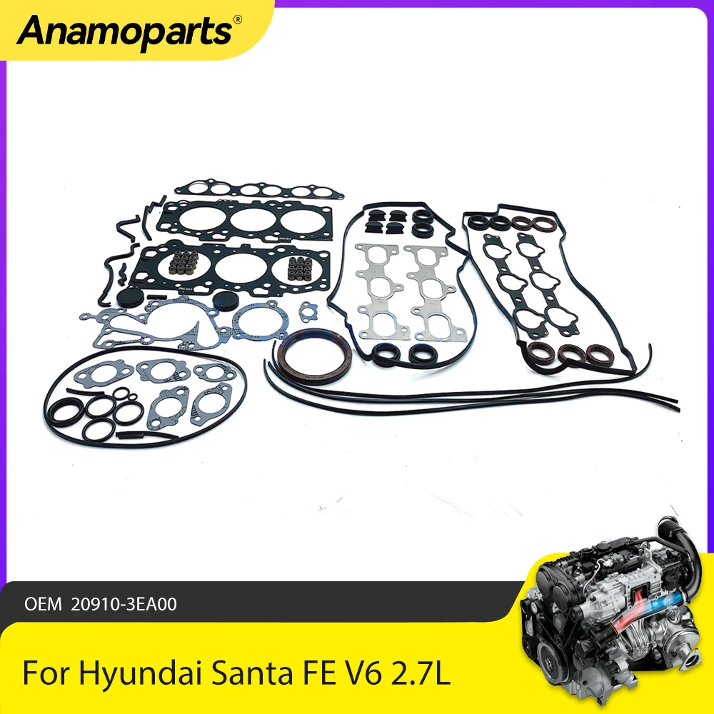 

Engine Parts Full Gasket Seals Rebuilding Set Fit 2.7 L For Hyundai Santa FE V6 24V 2.7L 2656 cc 189 G6EA 20910-3EA00 2000-2009