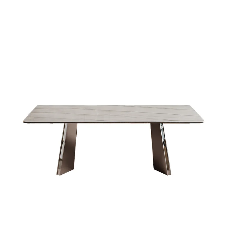 

Dining table and chairs, Italian style, light luxury, rock slab, living room, household, rectangular, modern, simple,