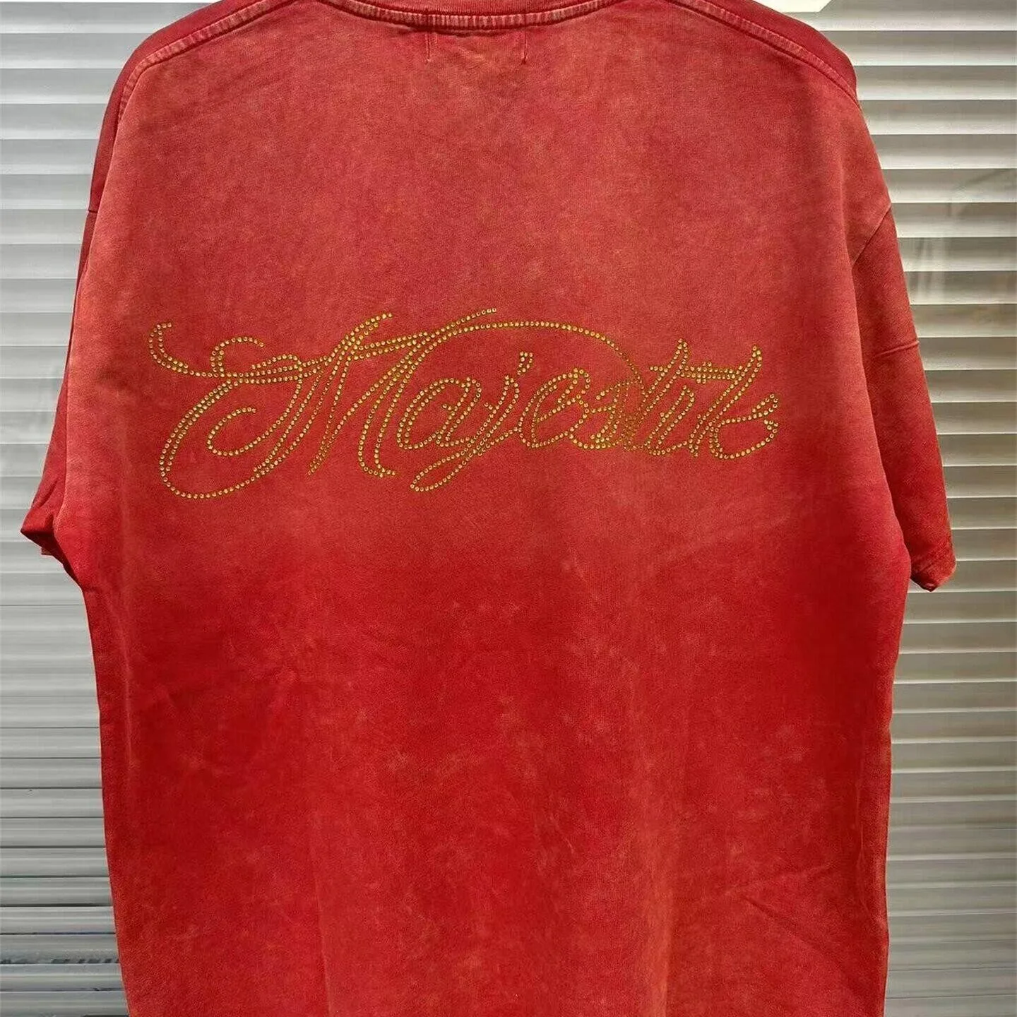 MAJESTIK Hip-Hop Street Heavy-Duty Beaded T-Shirt - Men's and Women's Crocodile Print Loose Round-neck Short Sleeve - Summer