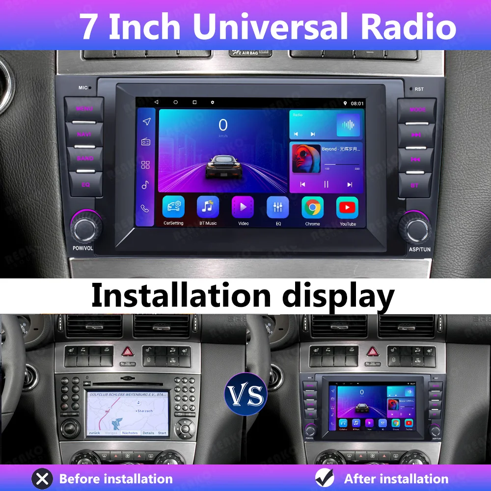 Car Radio 2 din 7Inch 4G  6G+128G Universal Player For Benz W203 Android Auto Multimedia CarPlayer BT GPS WIFI DSP FM Car Stereo