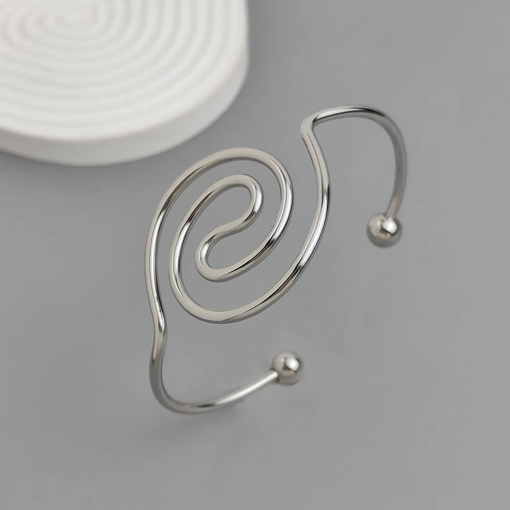 Original design wire spiral shape gold-plated stainless steel women's bracelet, waterproof and rust-free, couple bracelet