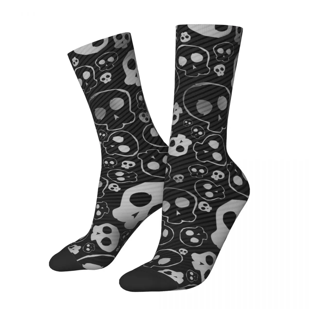 Funny Crazy Sock for Men Cute Skull Harajuku Skull Beanie Breathable Pattern Printed Crew Sock Seamless Gift