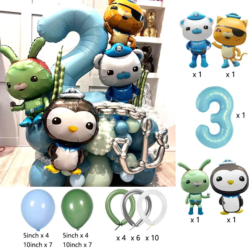 Captain Barnacles Octonauts Foil Balloon Pack Durable Leakproof Globos For Baby Welcome Ceremony And Backdrop Layout Decor - view 4