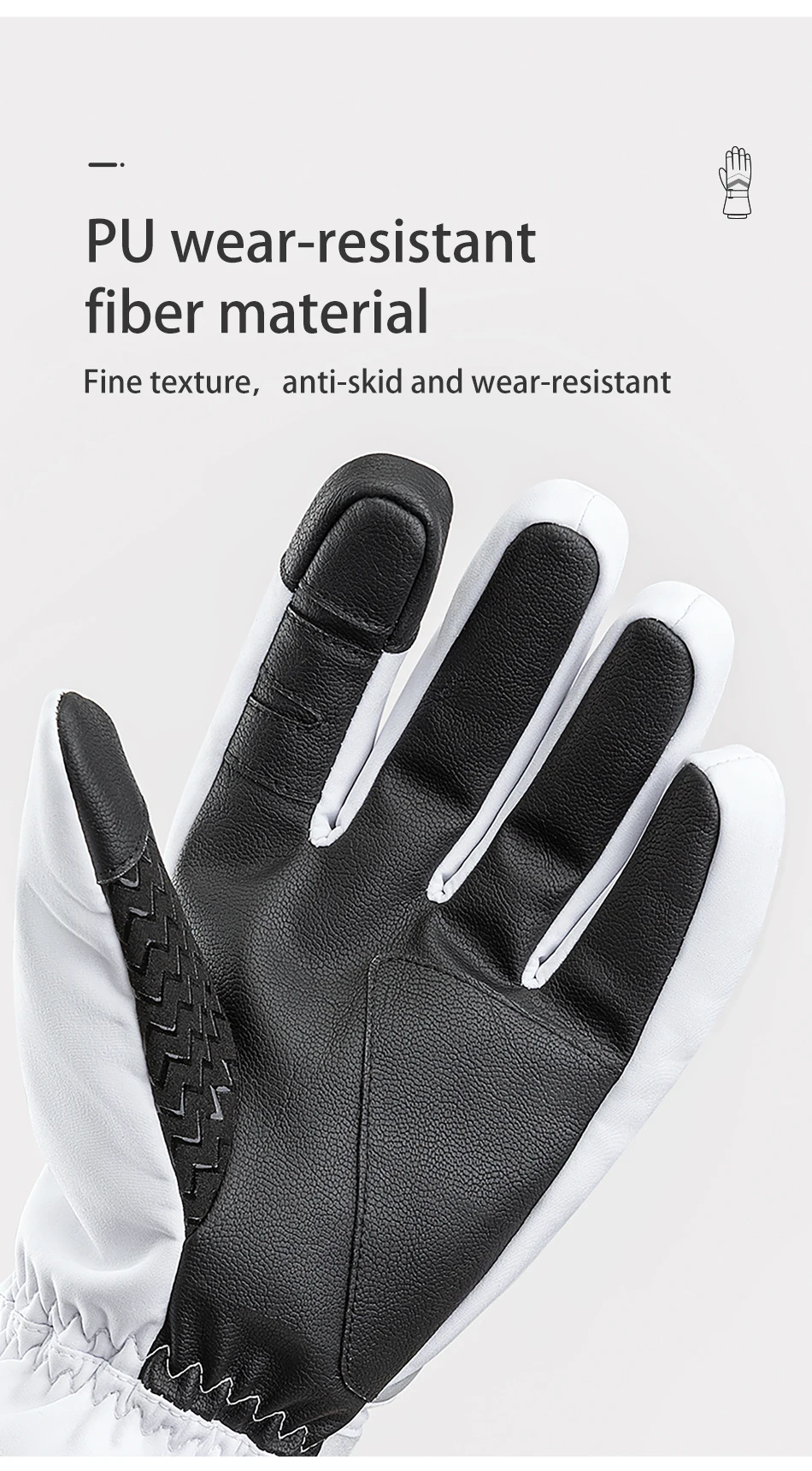 COPOZZ Neue Winter-Skihandschuhe für Damen und Herren, winddicht, warm, wasserdicht, Touchscreen-fähig, rutschfest, für Snowboard, Schneemobil, dicke Skihandschuhe – Detail 4