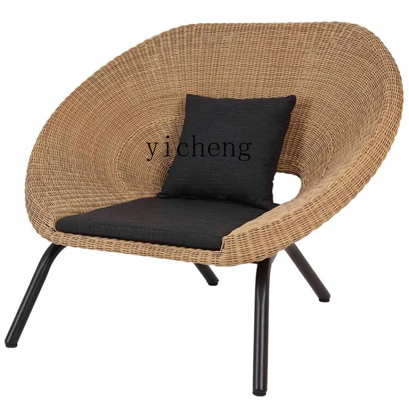 ZK Outdoor Garden Sofa Rattan Leisure Waterproof Terrace Double Single Rattan Chair Combination Lazy Recliner