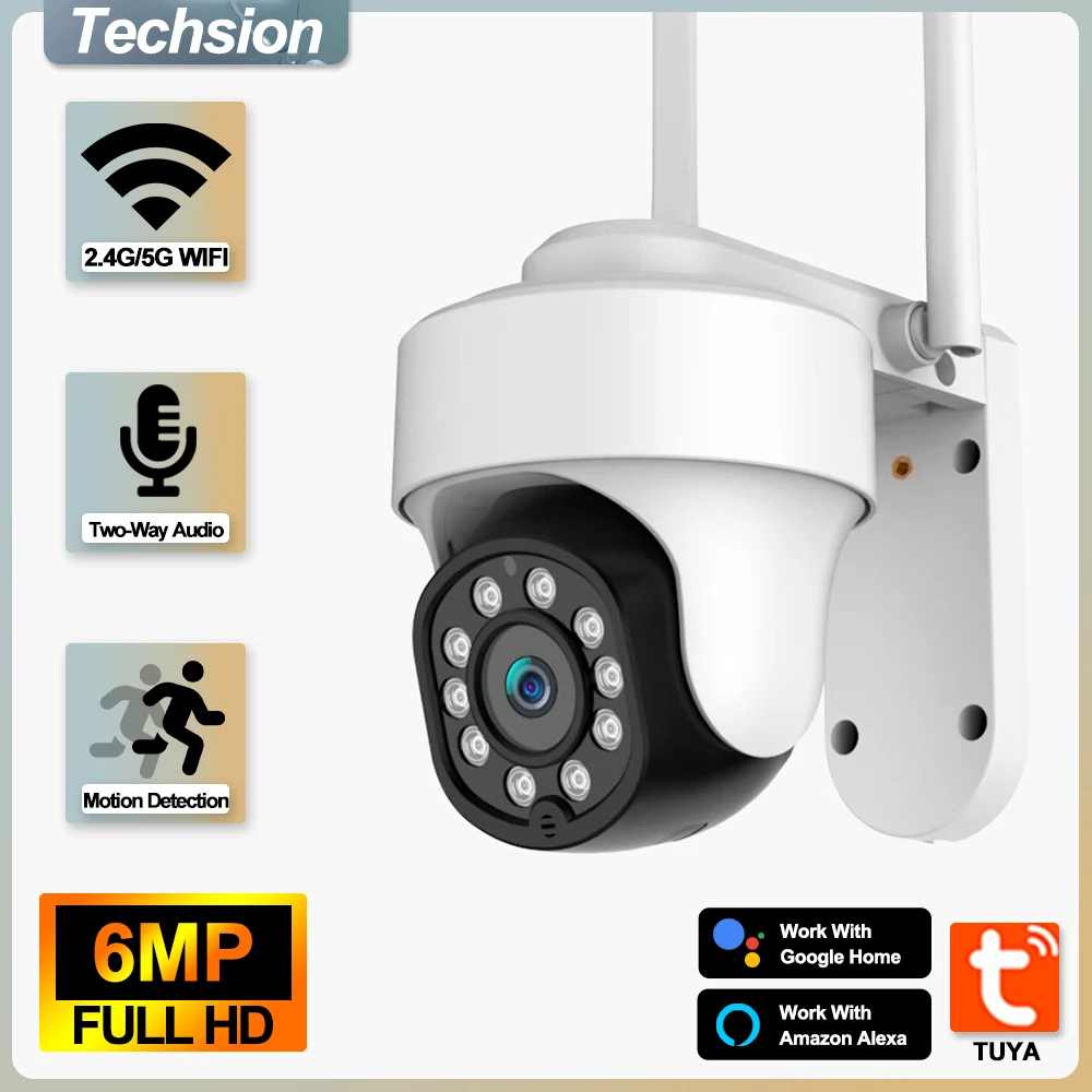 

6MP TUYA IP Camera Auto Tracking 5G/2.4G WiFi Video Surveillance Camera Outdoor Indoor IP66 Security Protection Smart Life APP