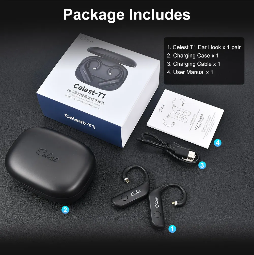 Kinera Celest T1 Rue Наушники-крючки V5.3 Беспроводные Bluetooth-наушники Водонепроницаемый кабель для гарнитуры TWS Гарнитура Hi-Fi Музыка IEMs