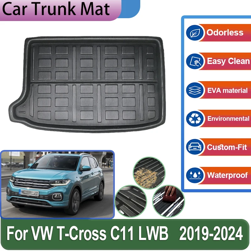 

Аксессуары для Volkswagen VW T-Cross C11 R-Line LWB 2019 ~ 2024 Задние коврики для багажника автомобиля, накладка из ЭВА, водонепроницаемые защитные автомобильные аксессуары