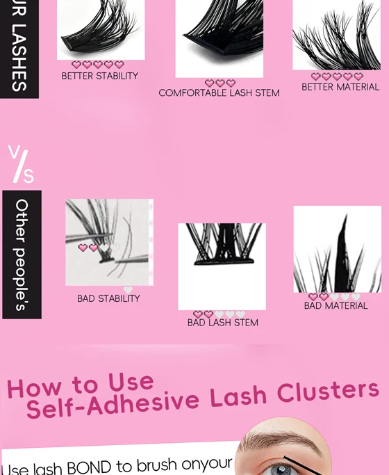 10 Reihen, 200 Cluster mit 3D-Wimpern, Make-up-Wimpern, natürliche und flauschige Wimpern, persönliche, leicht zu entblättende Wimpern, 9–15 mm – Detail 6
