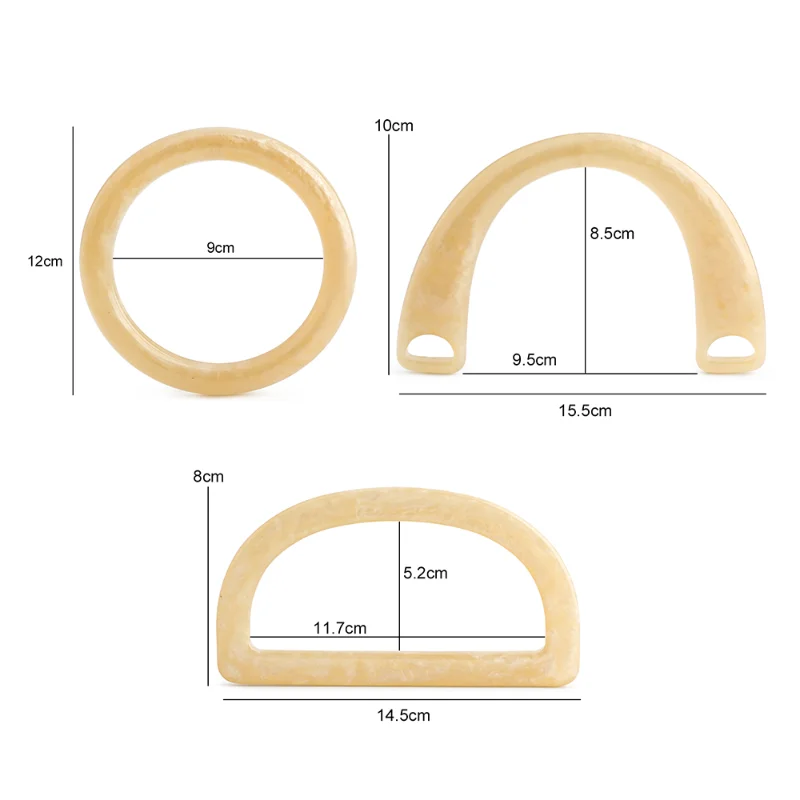 2/4PCS woven bag resin semi-circular decorative handle, messenger bag detachable frame handle, DIY bag accessories