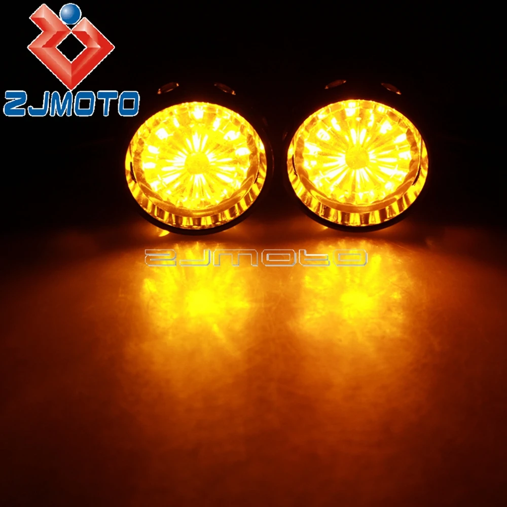 2Pcs Led Motorfiets Richtingaanwijzers Indicator Light Chrome Voor Harley Dyna Softail Chopper Bobber Sportster XL1200 Xl 883 72 48