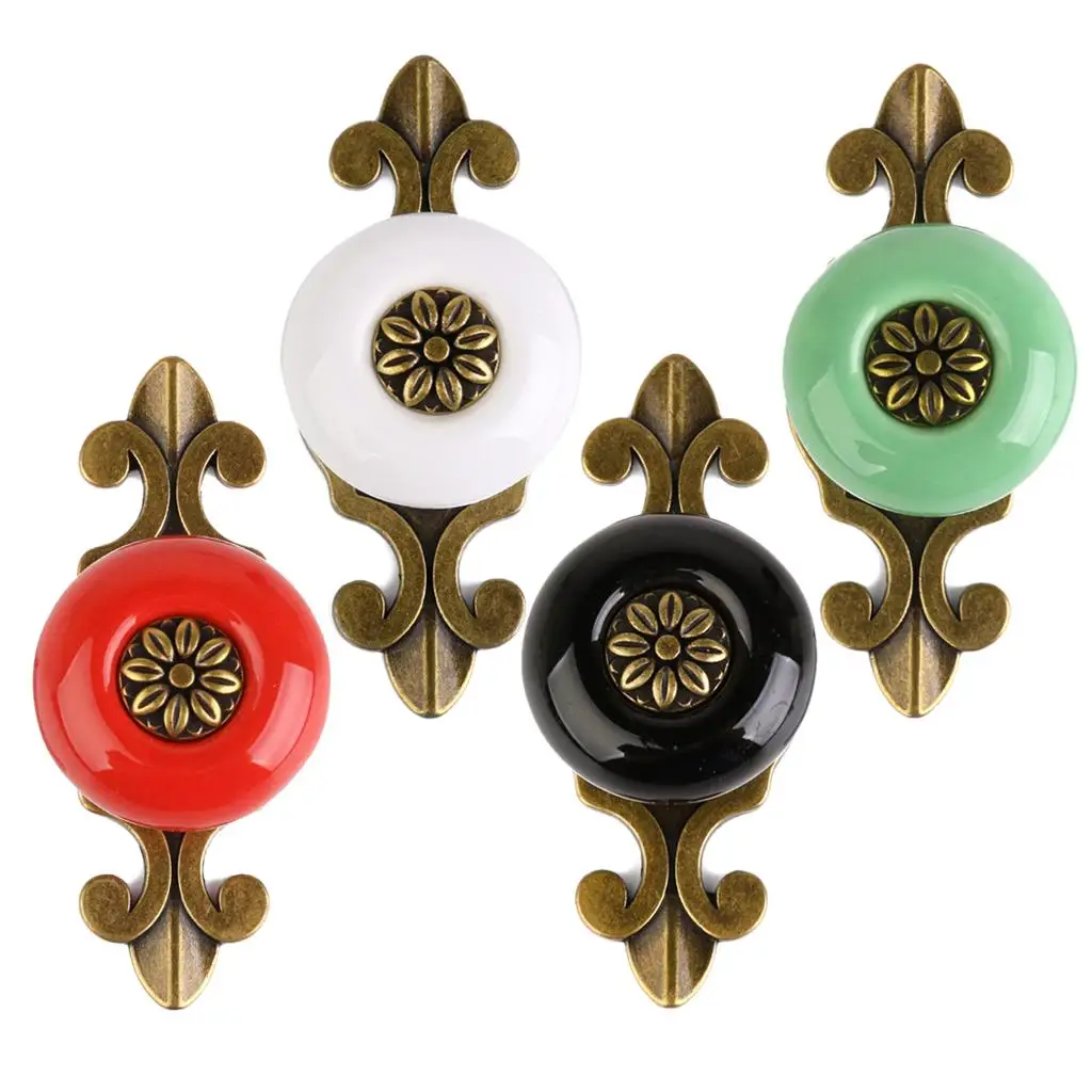 Round Handles Bronze and Black Ceramic Drawer Pull Knob Cabinet Door Handles for Kitchen Cupboards
