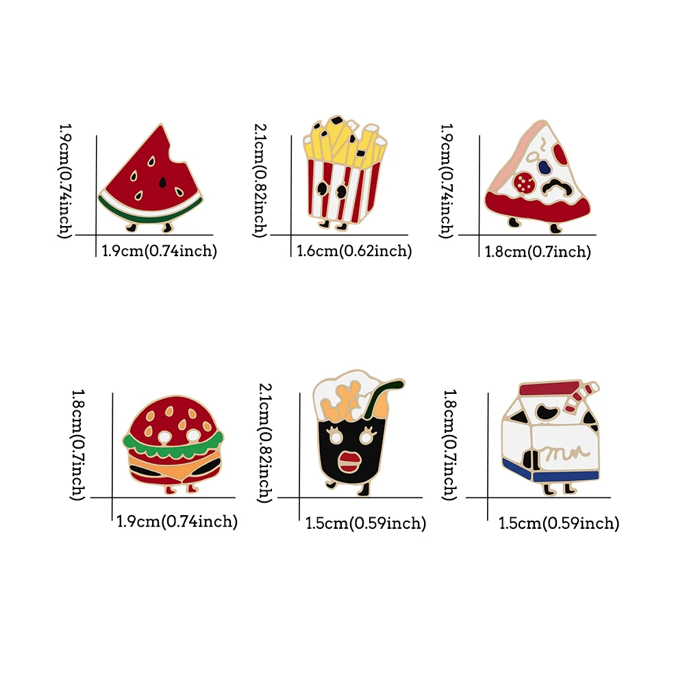 Cute Walking Watermelon Hamburger Milk Box Enamel Pin Chips Pizza Drinks Food Brooches Kids Personality Lapel Pin Badges Jewelry