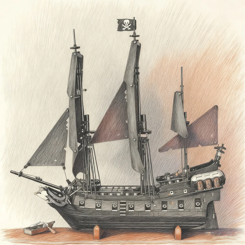 

Новинка 2025 года, серия Corsair, 2862 шт., модель корабля с черным жемчугом, строительные блоки, развивающая мебель для дома, игрушки, подарок на Рождество и день рождения