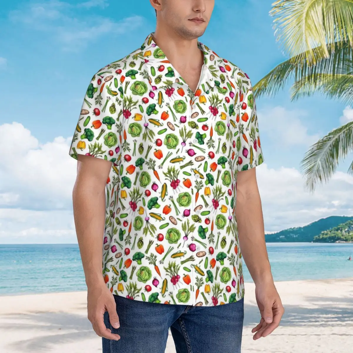 Radishes Beach Shirt Men Vegetable Garden Casual Shirts Hawaiian Short Sleeve Design Elegant Oversize Blouses Gift