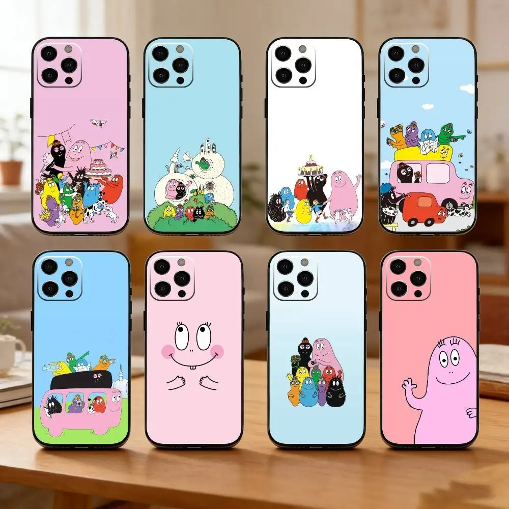 

Cute B-BarbapapaS Phone Case For iPhone17,16,15,14,13,12 Plus,Max Soft Silicone Black Cover