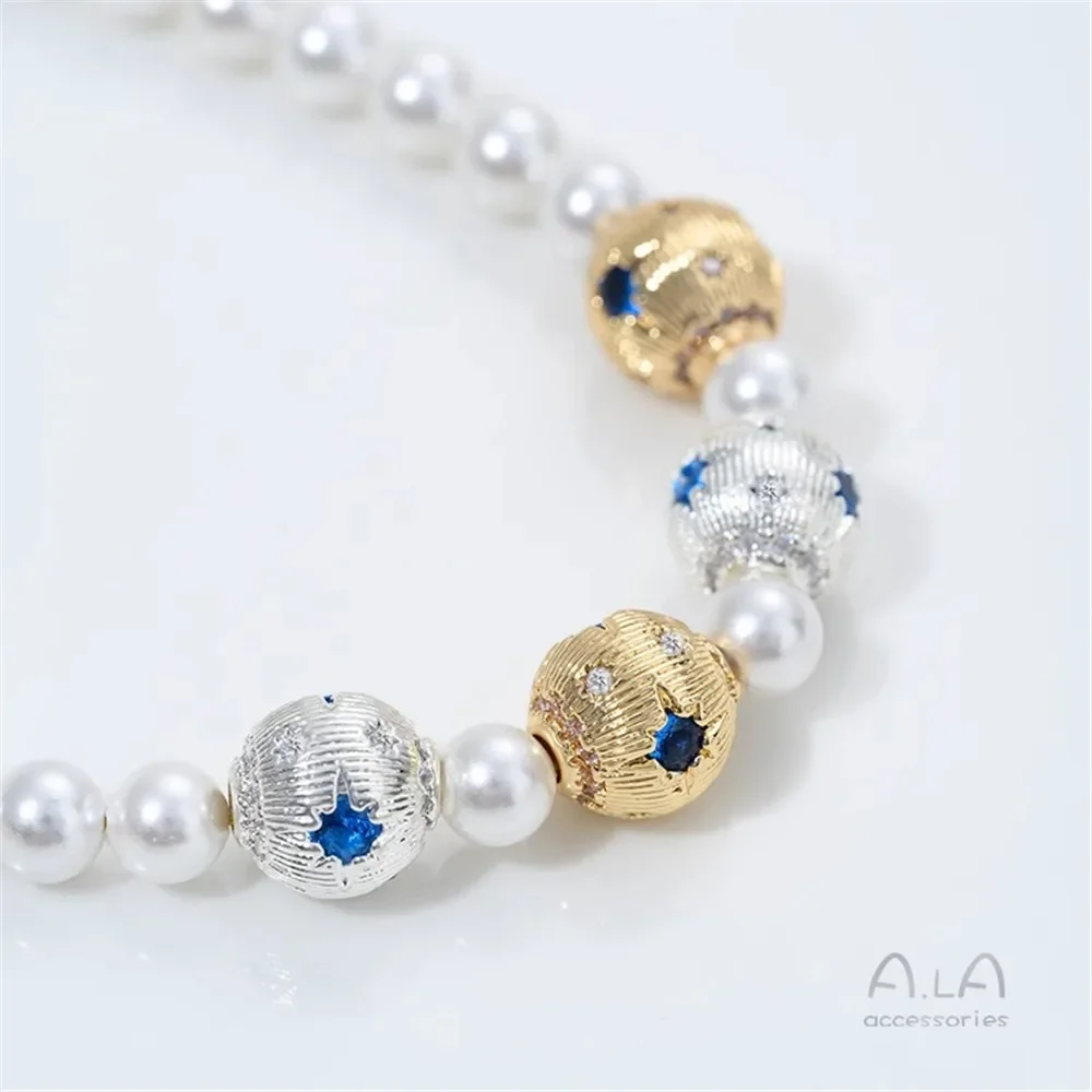 Z452 14K Gold-plated Zirconium Beads Accessories Large-hole Bucket Beads Hand-strung Pearl Necklaces Bracelets Diy Materials