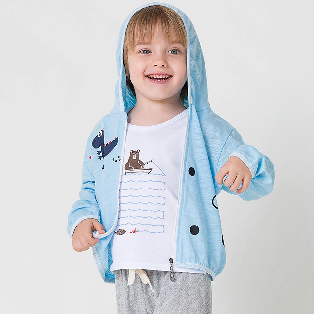 Toddler Boys Girls Sunscreen Clothes Hooded Long Sleeve Sun Protective Coat Babies Zipper Light Thin Jacket Jersey for Summer