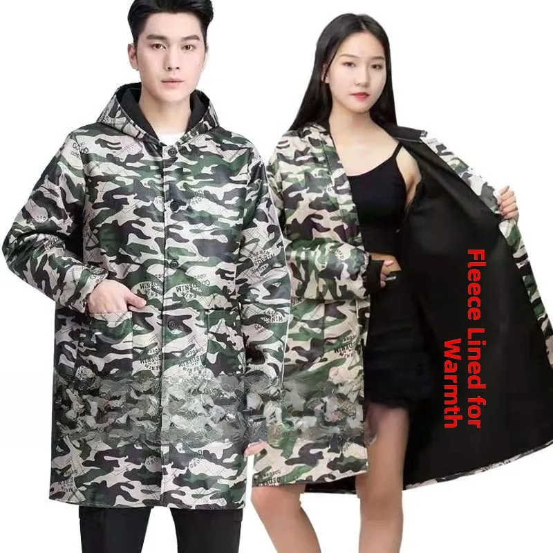 

Thiened Fce Autumn Winter Coat with Hood Workwear for Men And Women Waterproof Oil Resistant Cotton 00% Overall Gown