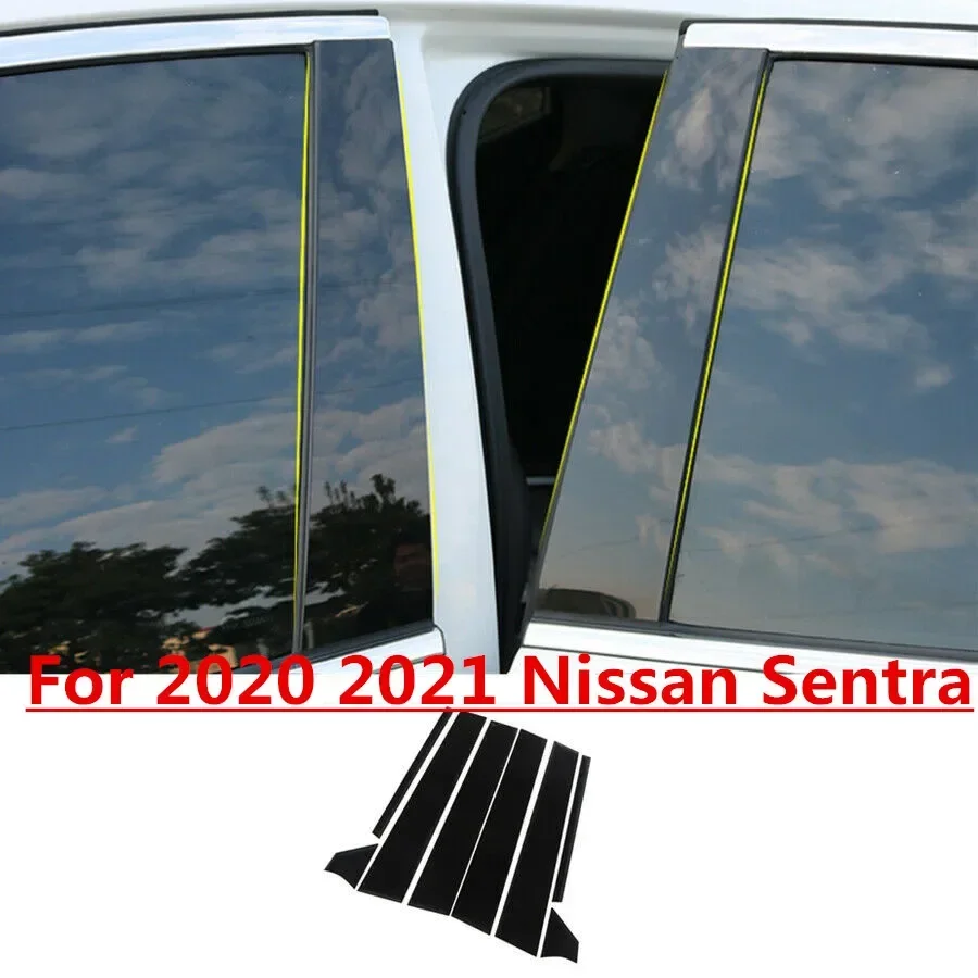 Glossy Black Door Window Trim Pillar Posts Pillar Molding Cover Fit For Nissan Sentra 2020 2021 2022 2023 2024