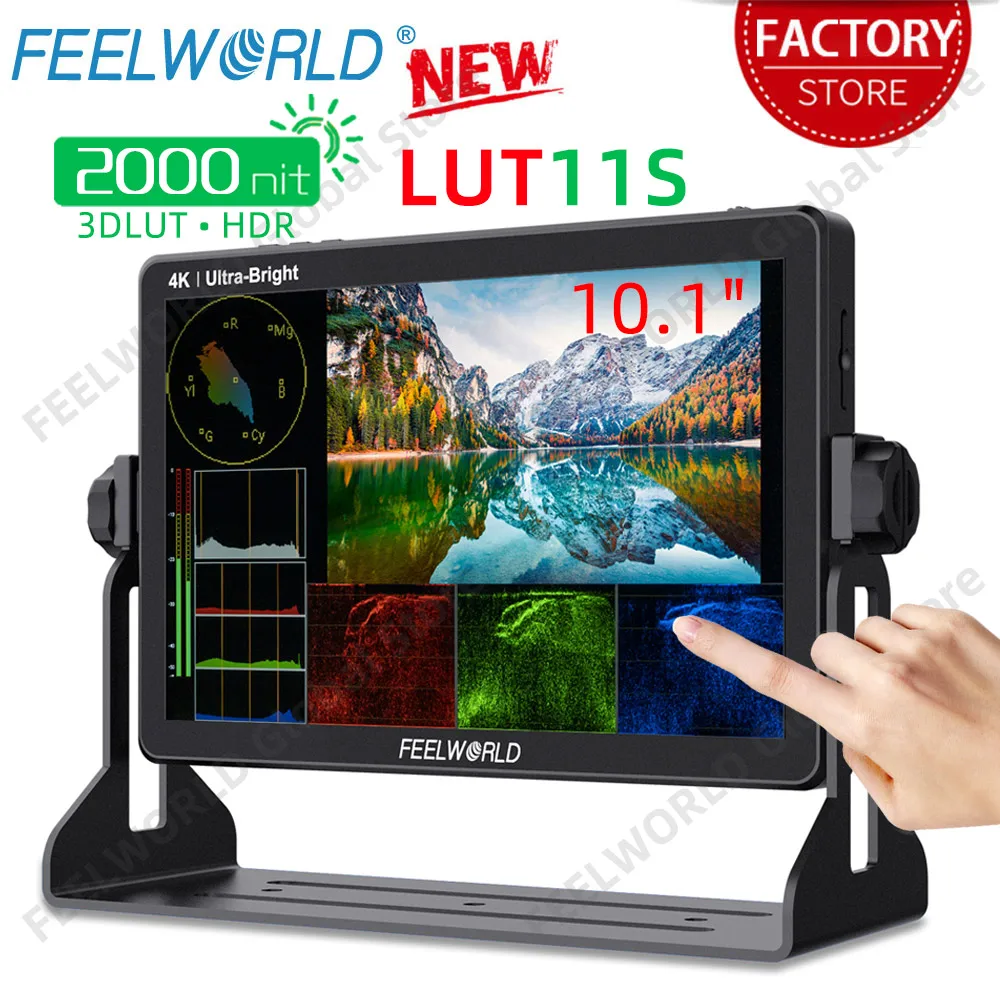 

FEELWORLD 10.1 Inch 2000nit Ultra Bright Camera Field Monitor IPS 1920x1200 Touch Screen 3DLUT 3G-SDI HDMI F970 External LUT11S