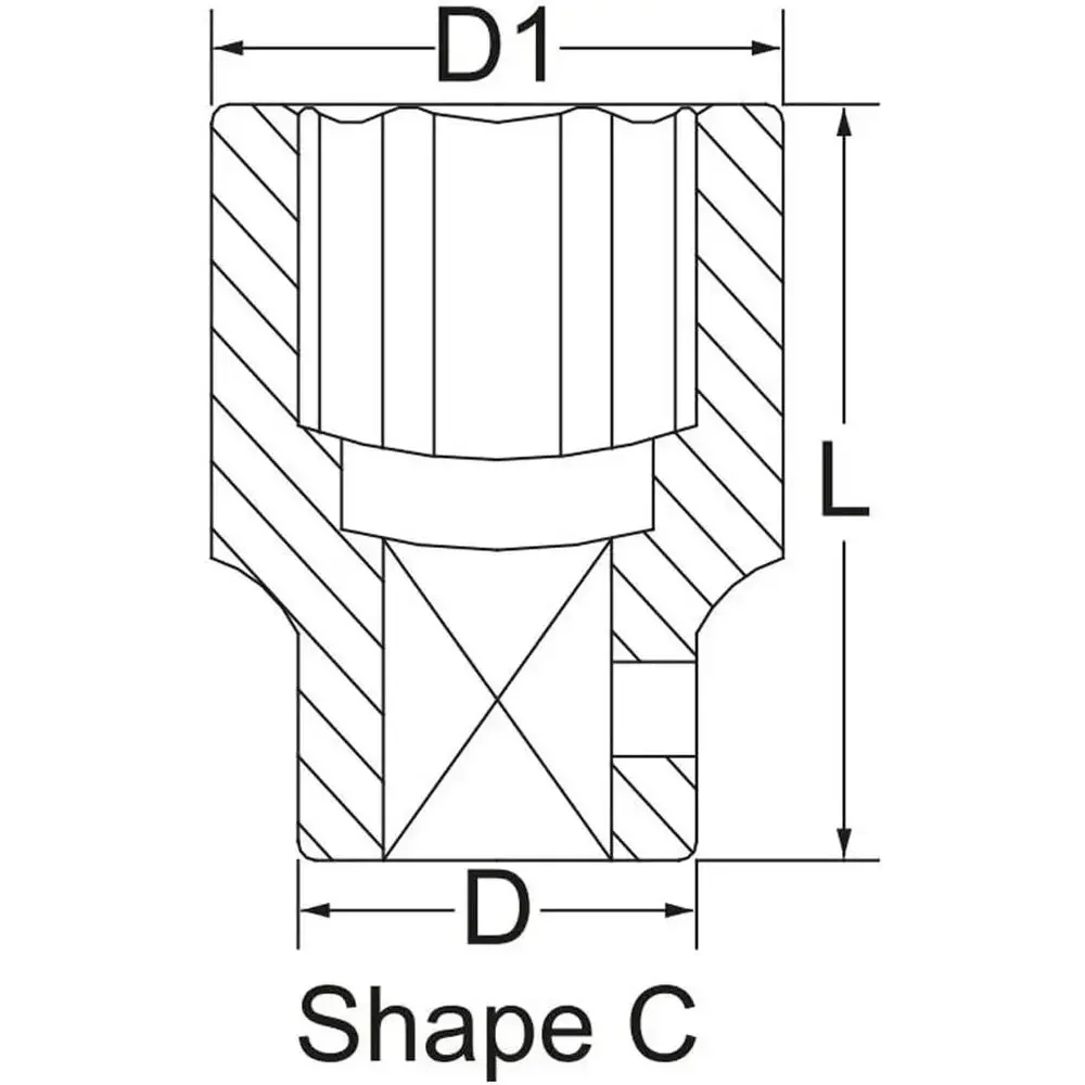 6-Point Impact Socket, 2-9/16, Square Drive, Stand Shape C