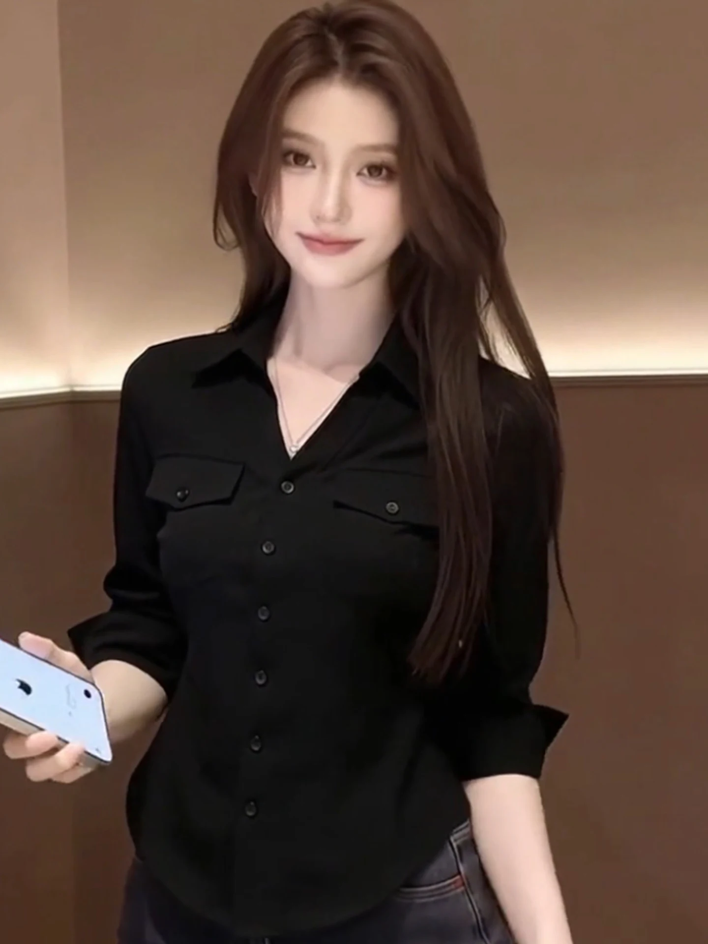 Elegant  Color Shirt Single Button Five Sleeve Commute Top Women's Fashion Versatile Summer Shirt Korean Style Straight Cut