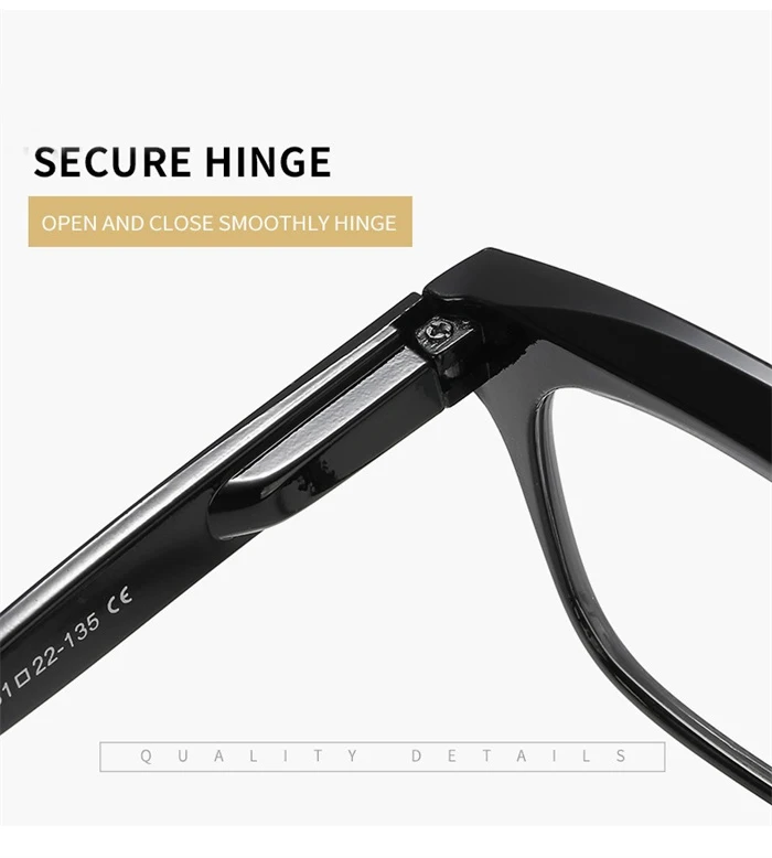 0 -0,5 -0,75 bis -6,0 Leopardenrahmen, quadratisch, verschreibungspflichtige Brillen, Damen und Herren, Frühlingsbeinleser, Glasbrille, Leistung +0,5 +1,0 bis +4,0 – Detail 7