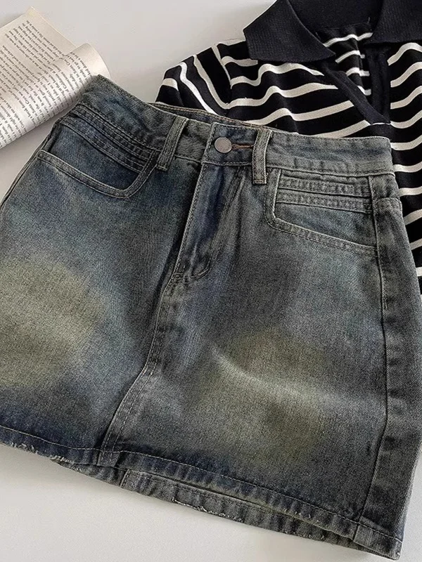 

Юбка длиной до пола в стиле ретро k ort с поясом с высокой талией. Новая летняя джинсовая юбка с защитой от воздействия внутренней части.