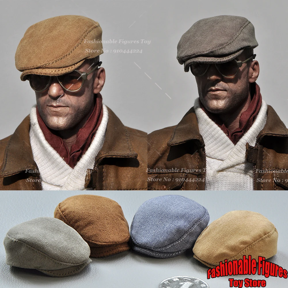 1/6 Men Soldier Beret Hat Retro British Peaked Cap Solid Color Newsboy Painter Flat Cap Accessory Fit 12Inch Action Figure Model