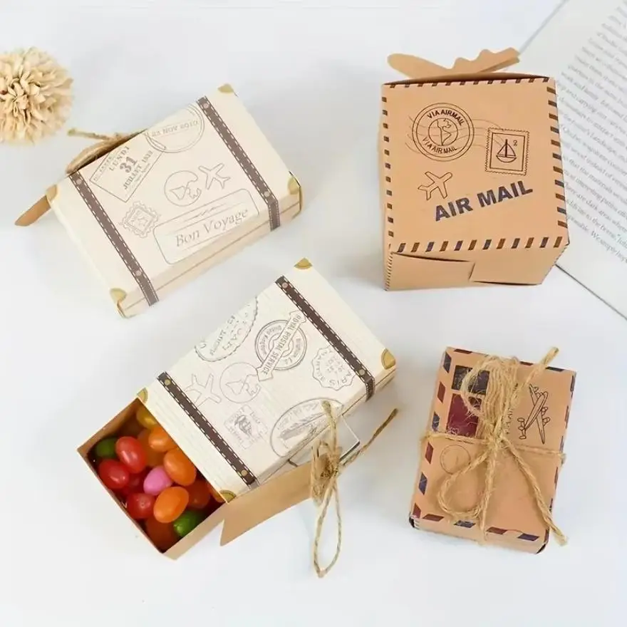 kraft paper retro airpla candy gift box sweet ari mail wedding favor gift packaging box engaged birthday party decoration