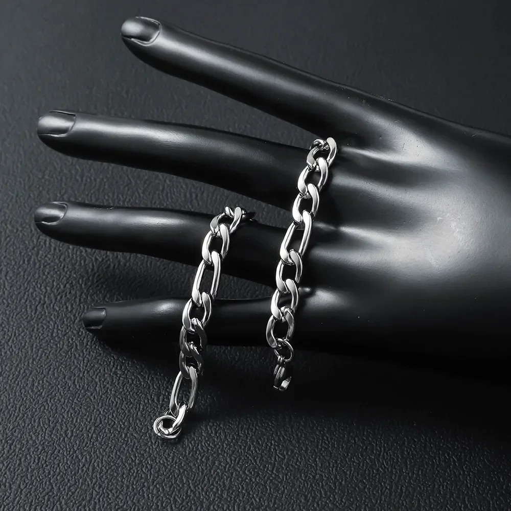 Punk 925 sterling silver 4/6MM 8 Inches Figaro Chain For Men Simple Women Hip Hop Bracelet Jewelry Party Accessories Wholesale