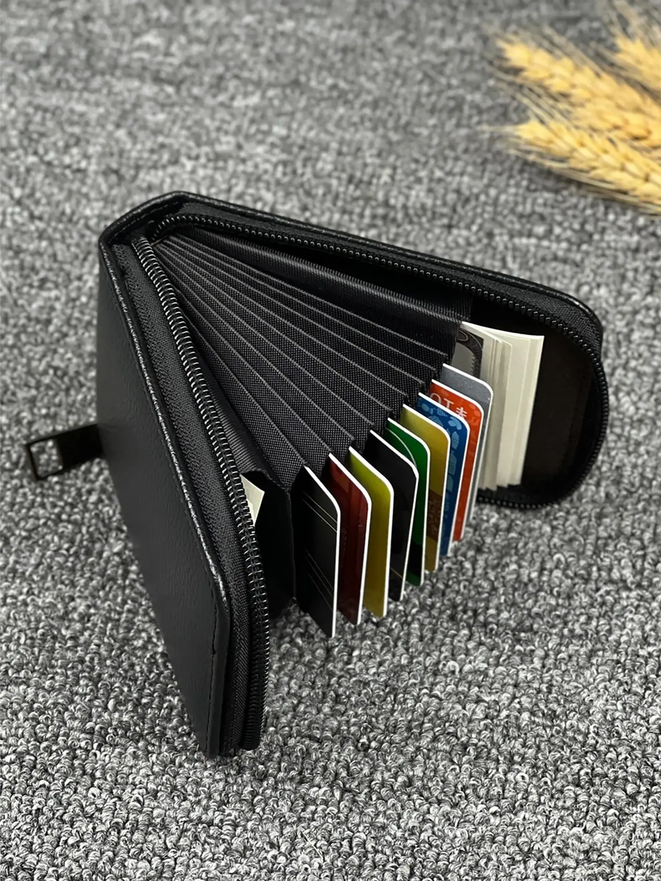 محفظة رجالية متعددة البطاقات بسحاب - حامل بطاقات مدمج مع فتحات متعددة للبطاقات والنقود - حافظة بطاقات أنيقة وعملية