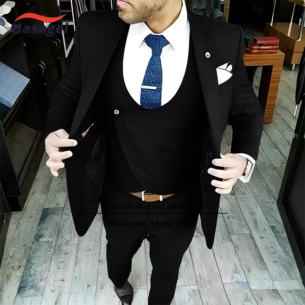 Men\'s Suit Wedding Tuxedo Jacket Pants Vest 3-piece Set Formal Business Work Wear Slim Fit Outfit Customized Clothes