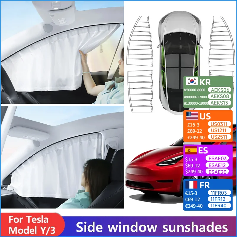 

Car Window Shade for Tesla Model Y 2017-2024 Model 3 2021-2025 Baby Window Shade Protection UV Protection Window Shade Part