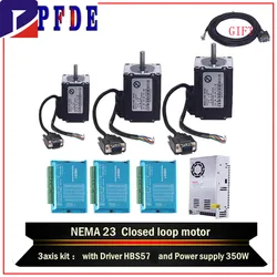 3 Axis Nema 23 Hybird Servo Motor Set Boat Engine：Driver HBS57+57 Hybird Closed Loop 3N.m 2 Phase Stepper Motor  for Engraver