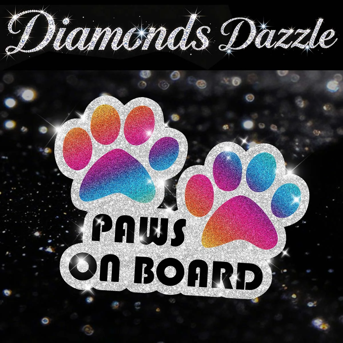 

Блестящие виниловые наклейки Diamond Dazzle Paws On Board для мотоциклов, мотошлемов, боковых кофров, кузова автомобиля, декоративные аксессуары