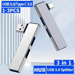1-3PCS 3 in 1 USB HUB Type C HUB OTG USB 3.0/Type-C 3.0 To 3 USB USB Splitter Hub Speed 5.0Gbps 3 Port for PC Computer Laptop