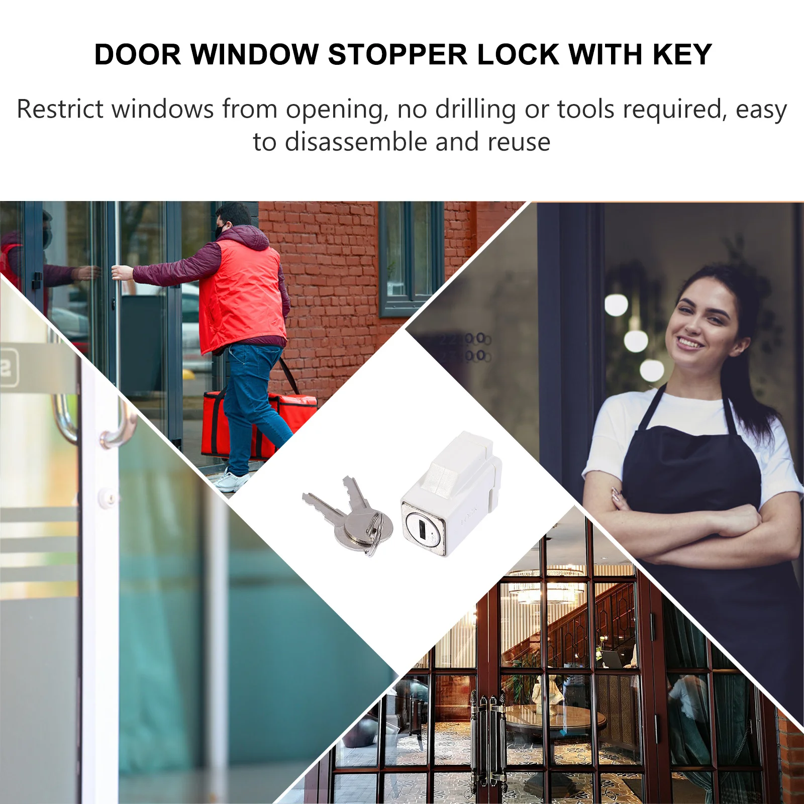 

Sliding Window Lock Zinc Alloy Durable Anti-Theft Adjustable Safety Stopper for Doors Windows Safety Sash Window Lock