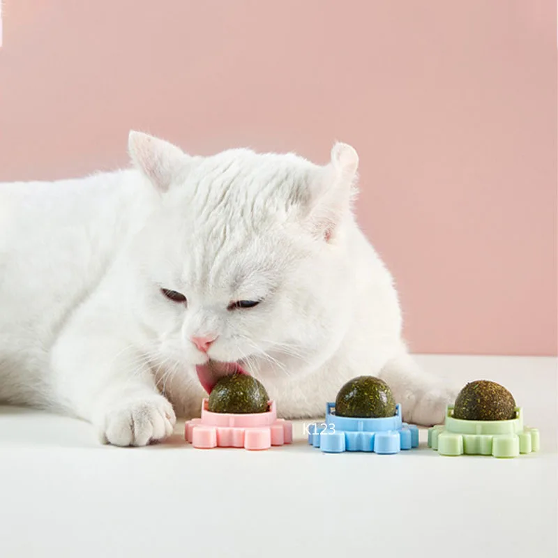 Catnip Wall Ball Licking Snacks Healthy Nutrition Ball Teeth Cleaning Catnip Toy for Cats Clean Mouth Promote Digestion Indoor