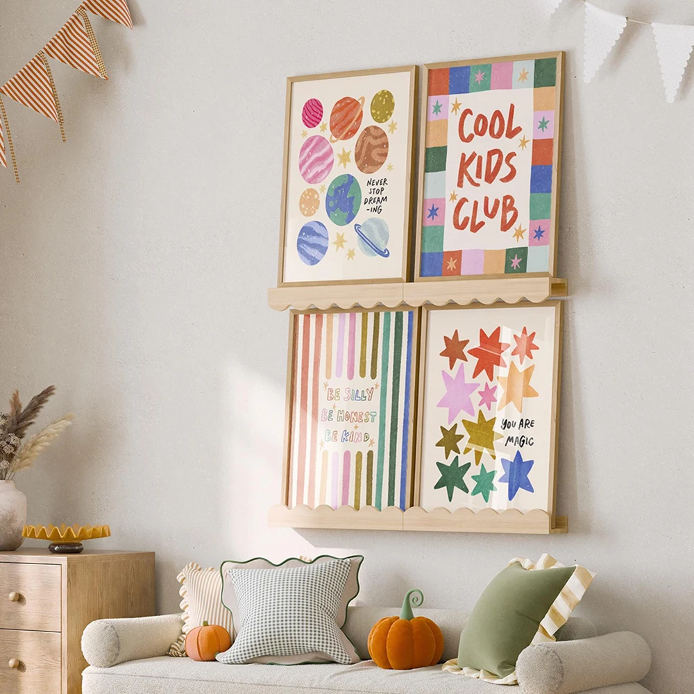 Cool Kids Club Prints Colorful Stars Kids Playroom Poster Nursery Wall Decor Be Silly Honest Kind Quotes Art Painting Home Decor