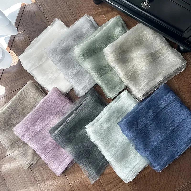 Summer Silk Scarf Women's Sunscreen Solid Color High-grade Mulberry Water Ripple Long Shawl Fashion Trend