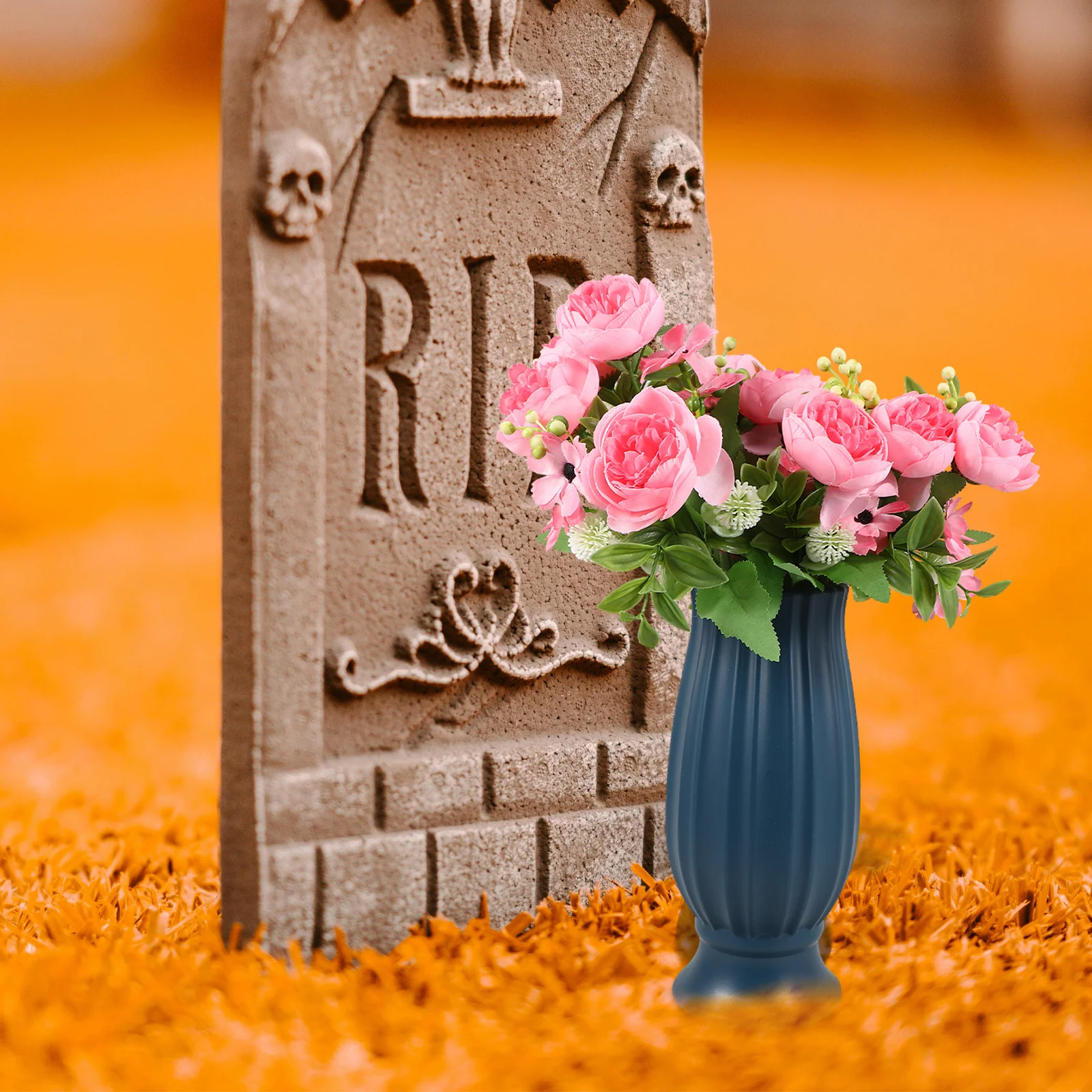 

2pcs Cemetery Vase Memorial Grave Vases Weatherproof Flower Holder For Outdoor Grave Site Long Plastic Floral Vase