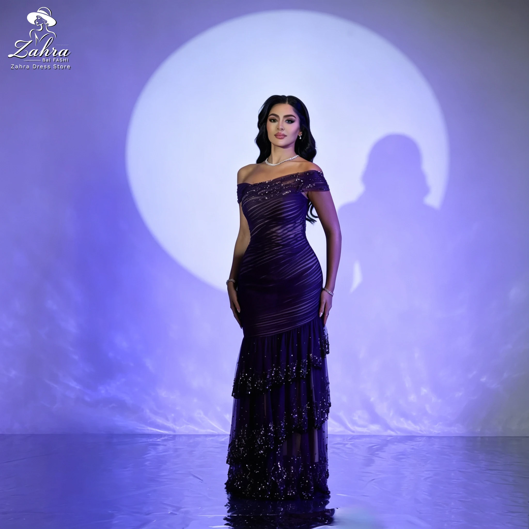 Elegant Elegant Party Dresses 2026 Purple Off Shoulder Evening Dresses Ruched Tiered Sequin Tulle Mermaid Formal Prom Dresses - Aliexpress Deal
