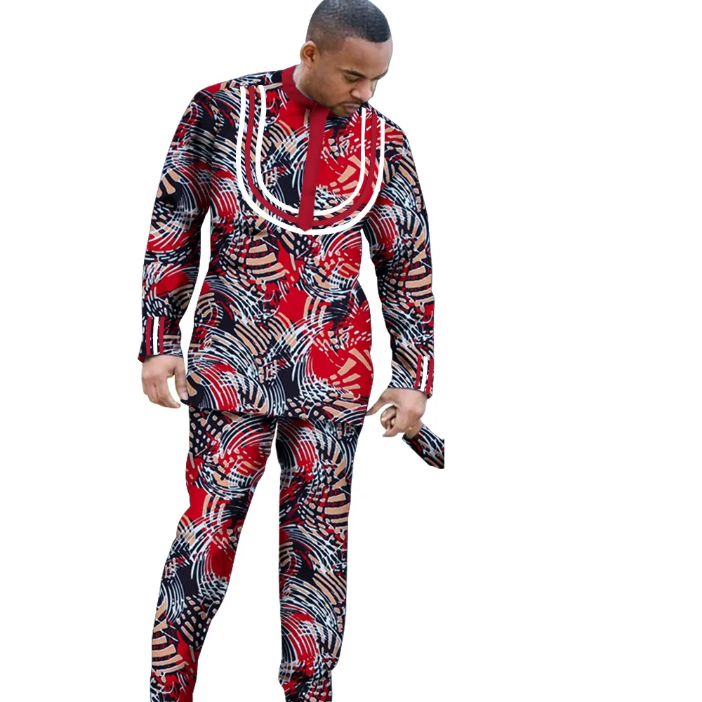 African Parent-child Clothing Long Sleeve Slim Fits Dashiki Outfits for Father Boys Fashion Men African Clothes Sets Wyq340