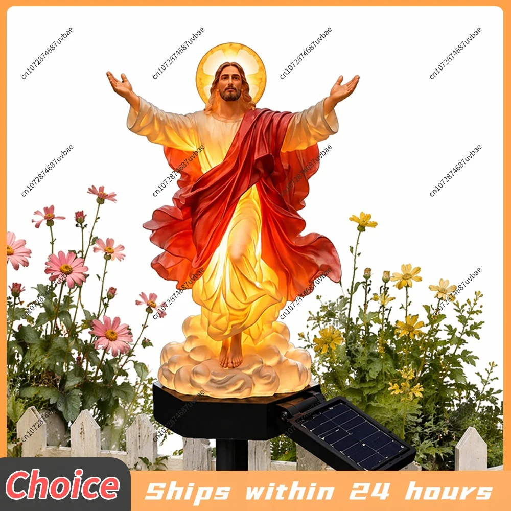 Solar-Powered Lighted Jesus Figurine with Glowing Night Lamp & Versatile Secure Design for Garden Patio Lawn Decoration view 6
