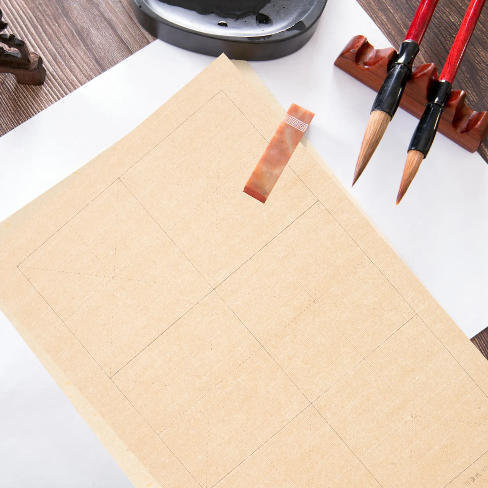 100Sheets Zi Chinese Calligraphy Paper Breathable Ductile Professional Rice Paper for Ink Use Calligraphy Writing