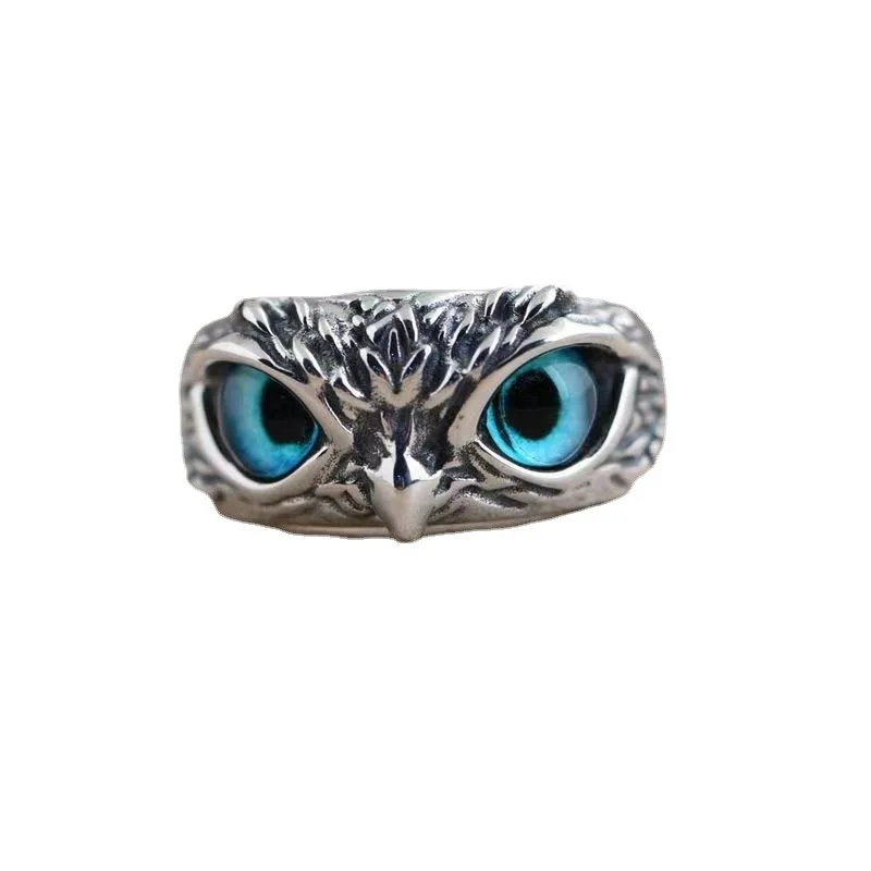 Party Gift Blue Eyed Owl Ring Finger Jewelry Pendant Lover Surprise Ring Valentine's Day Gift