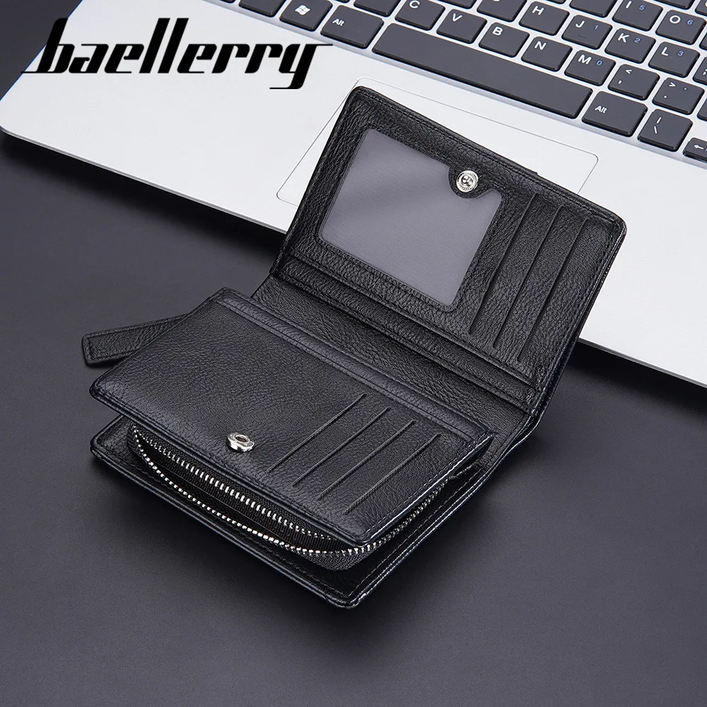 Baellerry New Wallet Men's Short European and American Vintage Multi Card Zipper Zero Wallet Minimalist Card Bag Men