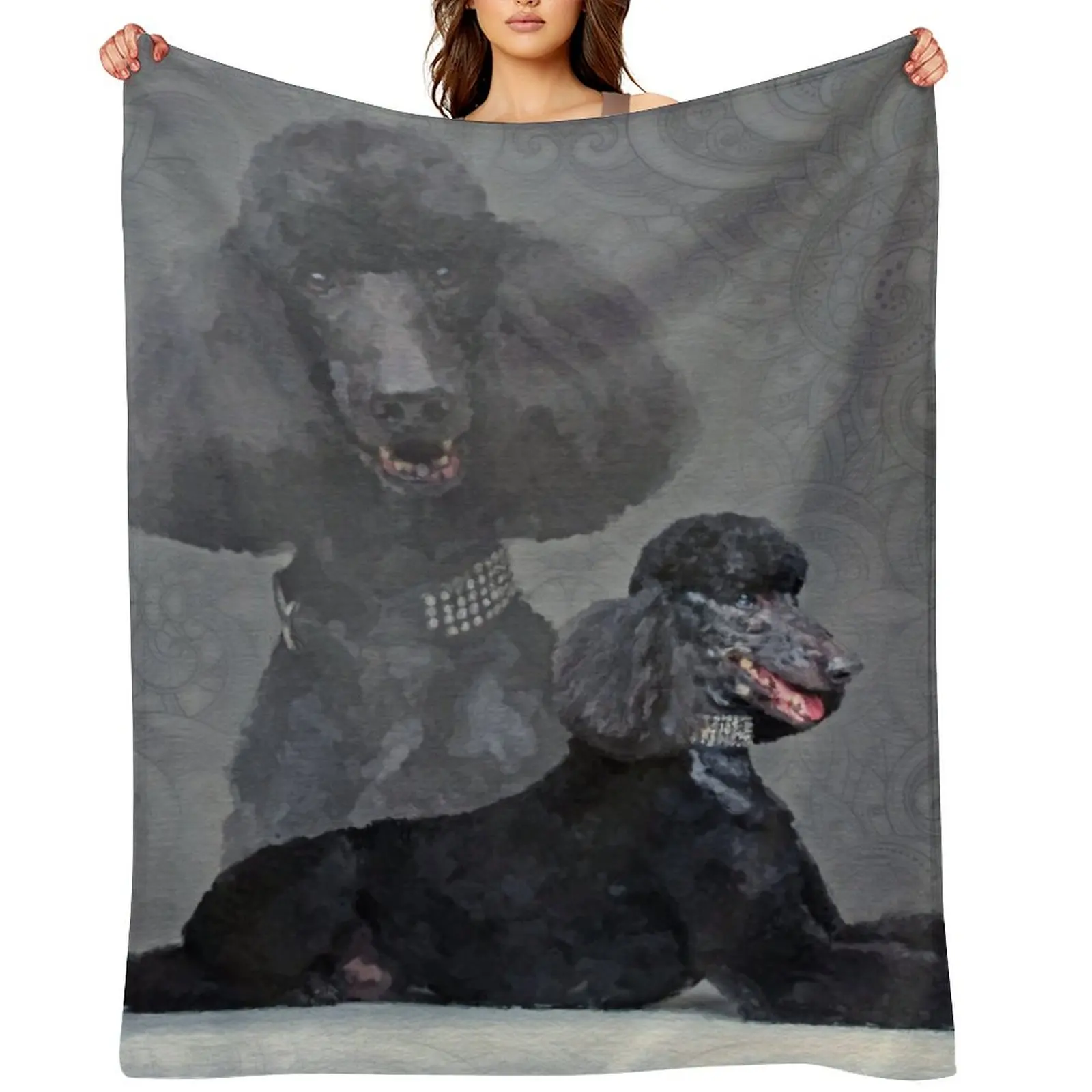 Elegant Black Standard Poodle Composition Throw Blanket decorative Beach blankets ands Single Blankets